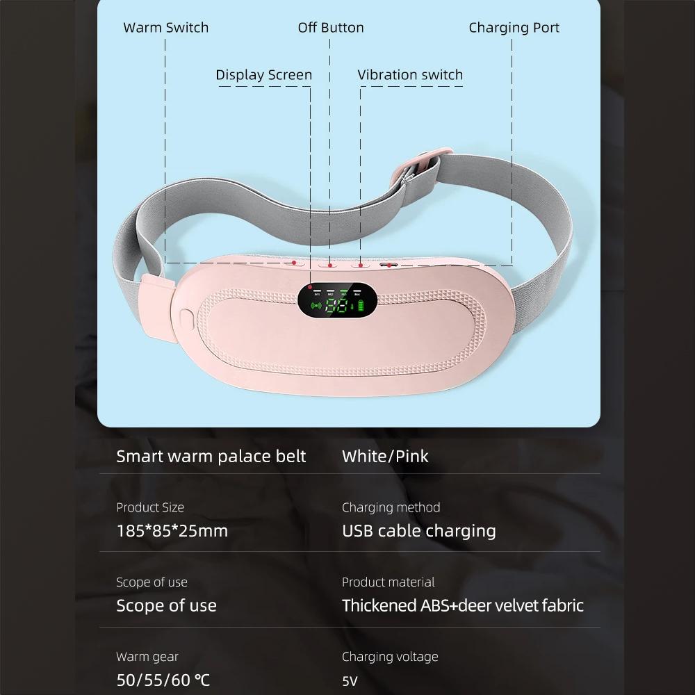 Portable Menstrual Heating Pad Warm Palace Waist Belt Period Cramp Massager Menstrual Heating Pad Dysmenorrhea Relieving Belts