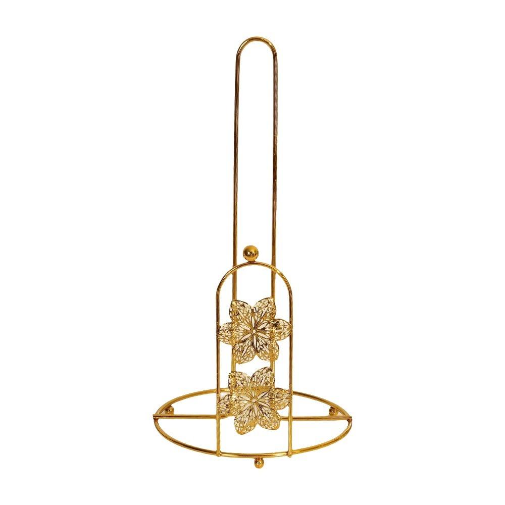 Retro Iron Tree Paper Towel Holder Gold Free Standing Roll Paper Towel Holder One-handed Tear Decorative Tissue Stand Kitchen
