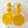 Vacation Style Raffia Braided Round Dangle Earrings For Women Girls