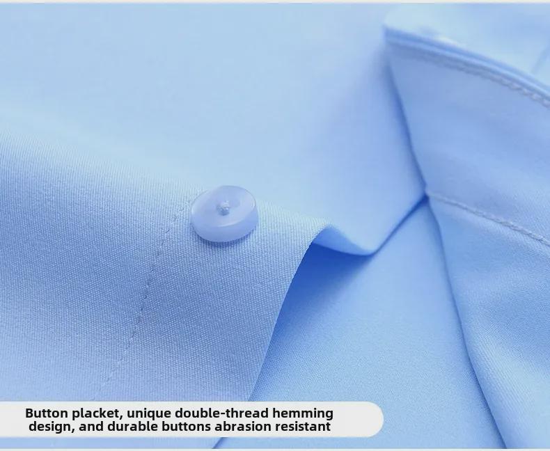 Camicia bianca a maniche lunghe slim fit da uomo - elastica, comoda, antipiega, professionale in stile coreano