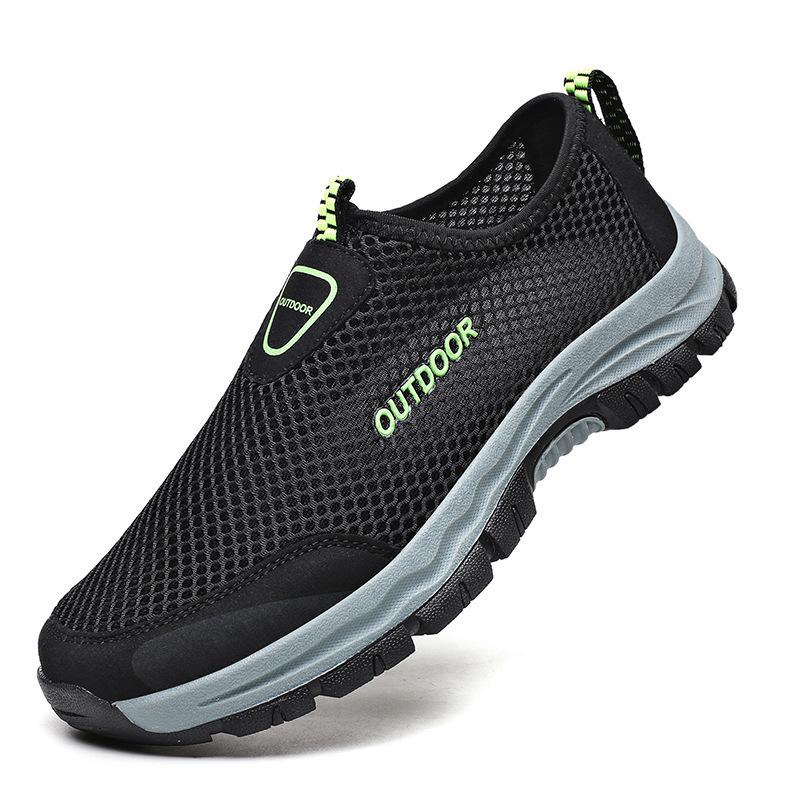 Summer men's large size outdoor mesh shoes with fat instep high foot fat size breathable mountaineering casual shoes