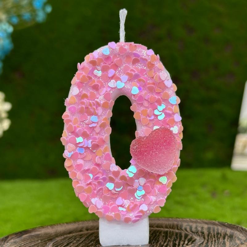 Digital Birthday Candles Cake Decoration First Birthday Celebration Pink Love Heart