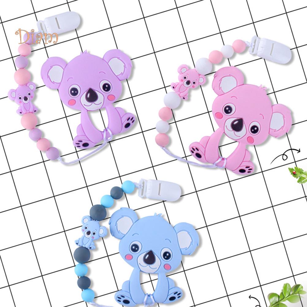 Baby Bear Baby Food Grade Silicone Cartoon Koala Teether Pacifier Clip Chain Teething Toy