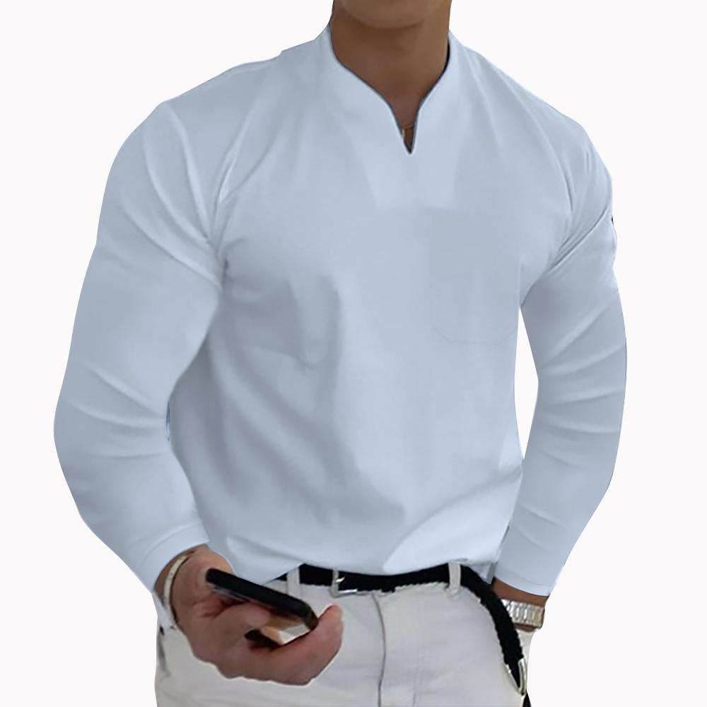 Plus Size 5XL Mens Elegant Polo Shirts 2022 Long Sleeve Solid Color Pocket Shirt Male Top Pullovers Sexy Men Daily Clothes