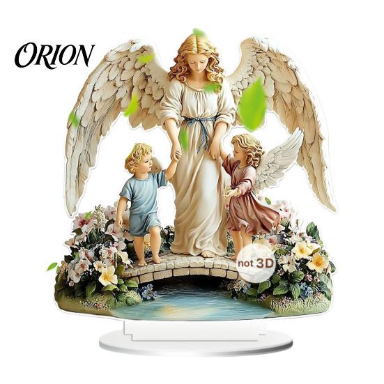 Virgin And Angel Statue Ornament, 2D Acrylic Religious Ornament with Clear Table Centerpiece Base, Catholic Centerpiece, Christian Gift for