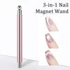 1/3Pcs Cat Eyes Nail Magnet Wand 3-in-1 Double-Head Nail Polish Magnet Pen with Round Beads Women Cat Eyes Gel Polish Nail Design Tool