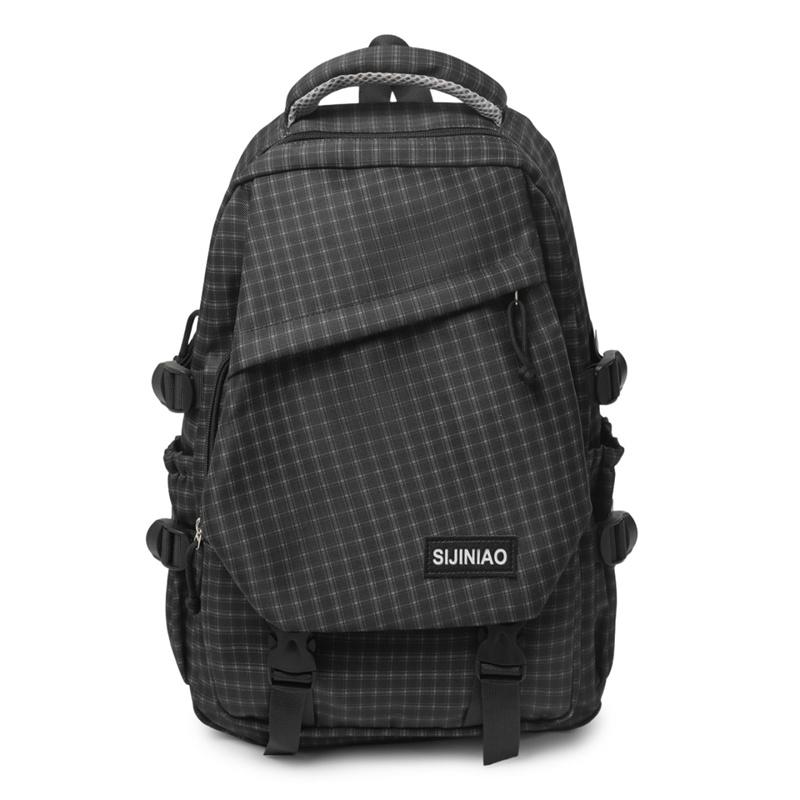 Large Capacity Backpack Campus Schoolbag Commuter Plaid Backpack