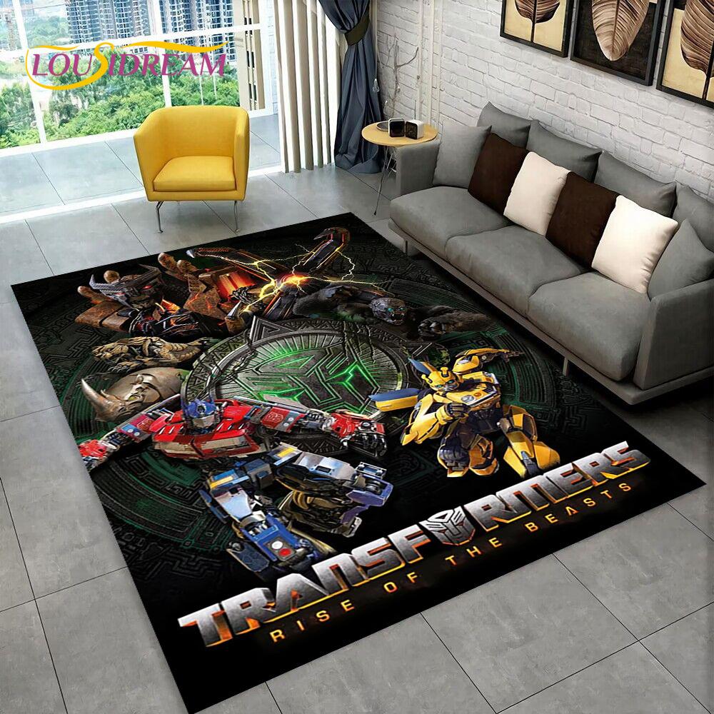 Cartoon T-Transformers  Autobots 3D Rug Carpet for Living Room Bedroom Home Decor,Floor Mat Non-slip for Sofa  Doormat Gift Kids
