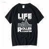 Achterbahn T-Shirt Freizeitpark Leben Ist Ein Vintage Gewaschen Stilvoll Designer Kleidung Mode Mann Unisex Grafik