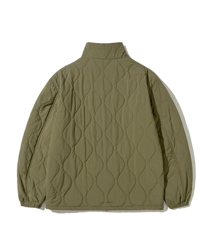 Phyps Motorcycle Quilting Collarless Jacket Khaki