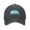 Retro Argentina Flag Baseball Cap Unisex Style Distressed Denim Sun Cap Outdoor Activities Caps Hat
