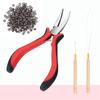 Haarverlängerungsset Einfädler Zughaken und Haarverlängerungszange und 200 Stück 5 mm Ringe