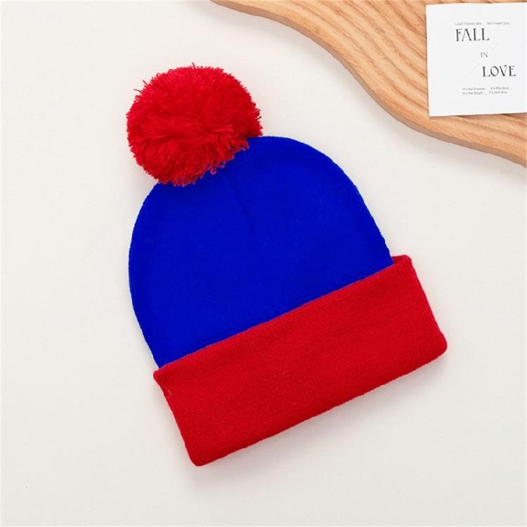 Thick Winter Cap Color Block Stretchy Pullover Hat Warm Headwear for Adult Children Festival Gathering Photo Props