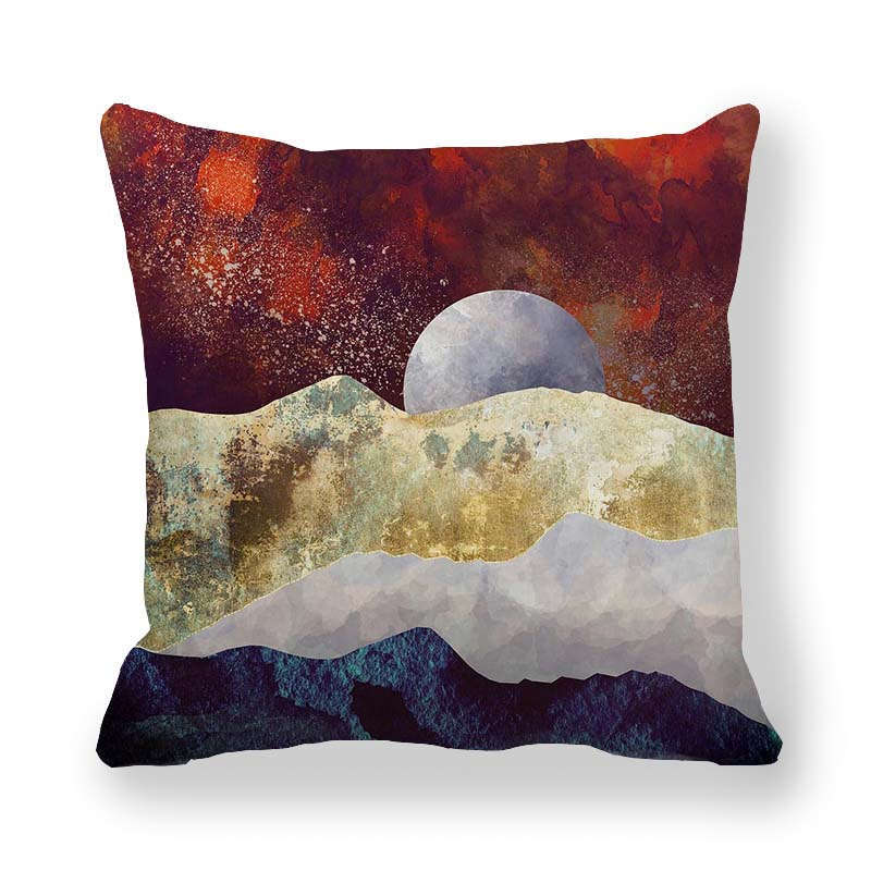 Marble Texture Sun Landscape Series Digital Printing Short Plush Pillow Covers for Car Sofa Office Cushion Cover Home Goods