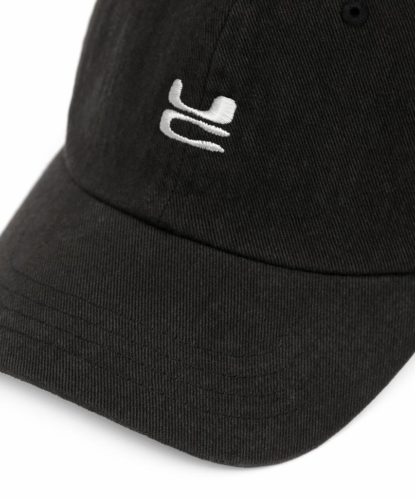 Eondeokeonteulol Four Seasons Cotton Logo Embroidered Basic Soft Top Unisex Ball Cap Uc / Washed Black