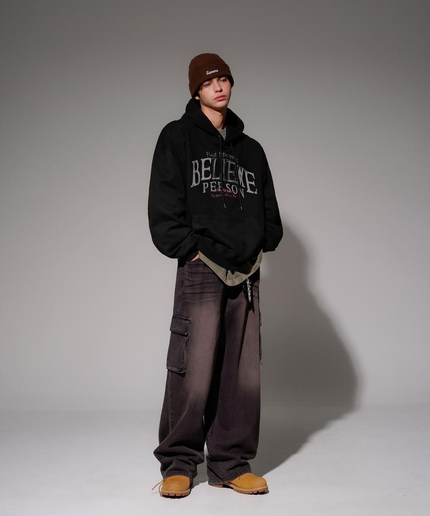 Believe Heavy Cotton Hoodie Black Kmhd6830