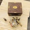 Messing Sextant Kompass Holzkiste Vintage Massiv Antik Nautisch Segeln Maritim Marine Marine Funktionelles Geschenk Dekoration Weihnachtsgeschenk