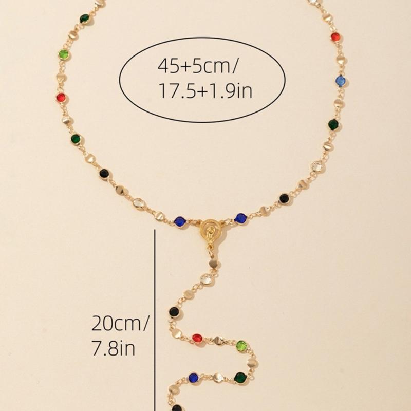 Versatile Long Necklace Crafted from Black Glass Beads and Colorful Accent for Office Wear and Social Gatherings