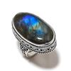 Natural Labradorite Gemstone Handmade 925 Sterling Silver Ring Size 8 P4D56