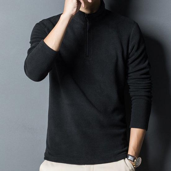 Hauts pour Hommes Col Montant Demi-Fermeture Éclair Manches Longues Sweat-Shirt Polaire Doux Chaud Respirant Hauts de Sport