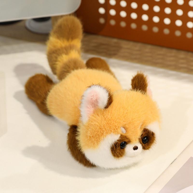 Giocattolo Decorativo a Forma di Volpe Seduta in Peluche con Imbottitura in Cotone PP per Scrivania del Computer e Supporto per Polso