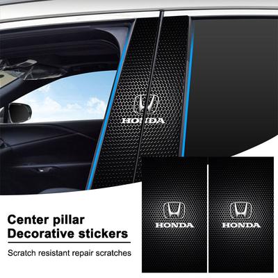 Car Emblem Center Pillar Sticker Auto Door Decorative Stickers for Honda Civic XR-V HR-V Brv City Accord Odyssey Spirior CRV CRX CRZ