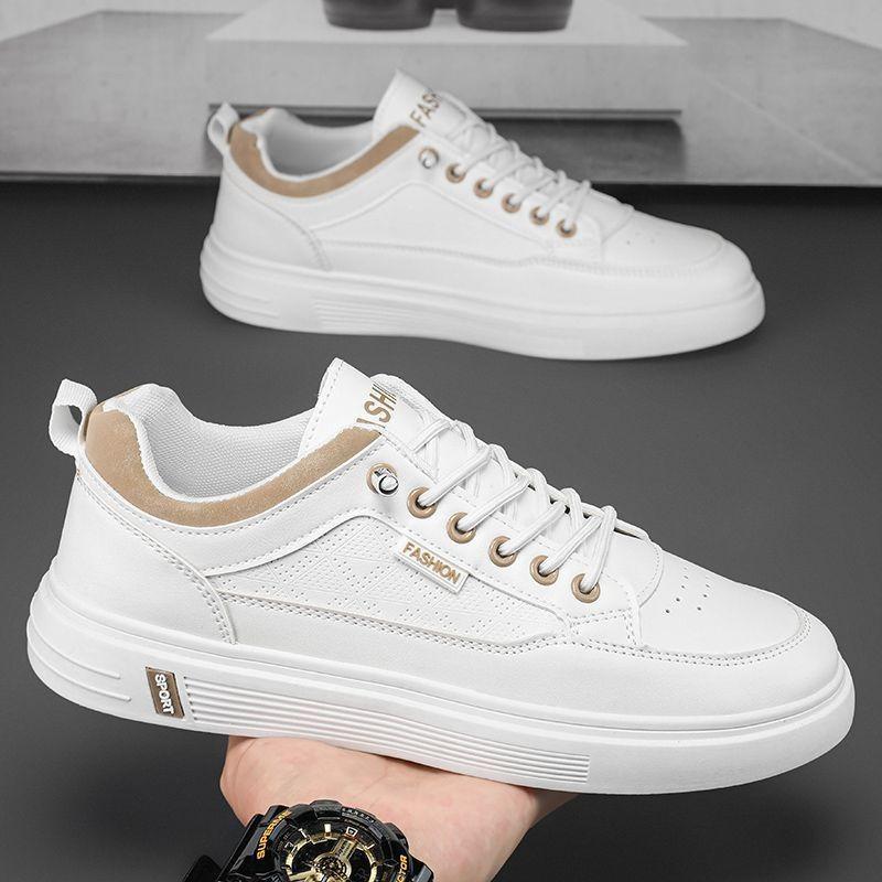Outdoor Men's Shoes Spring and Summer New Student Leather Surface Youth Board Shoes Men's Versatile Leisure Sports Tide White Shoes