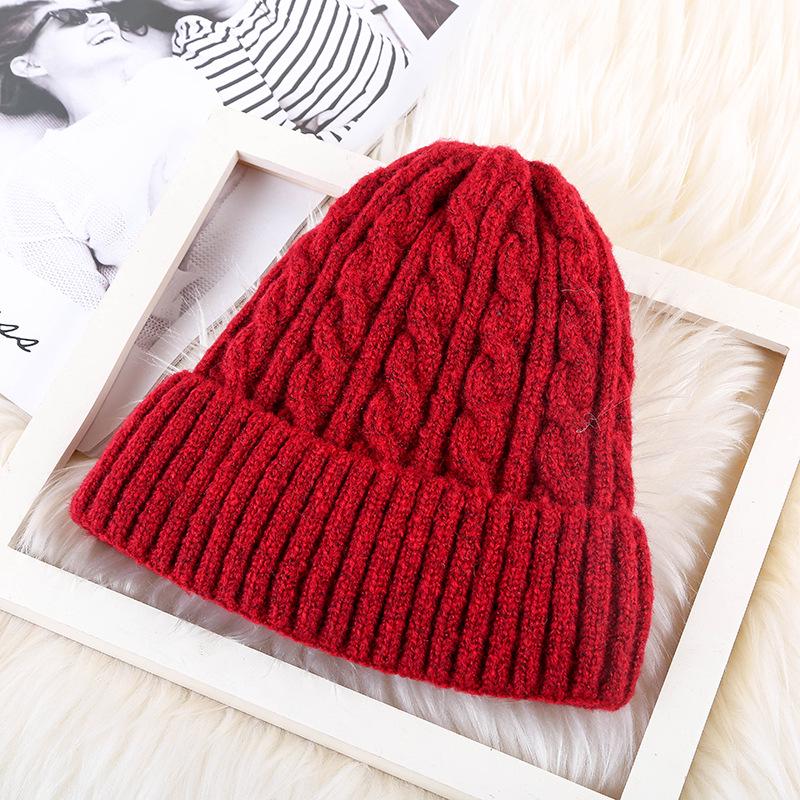 Autumn and Winter Mohair Adult Plus Velvet Knitted Woolen Hat for Women Korean Style Ear Protection Hat Warm Thickened Knitted Hat