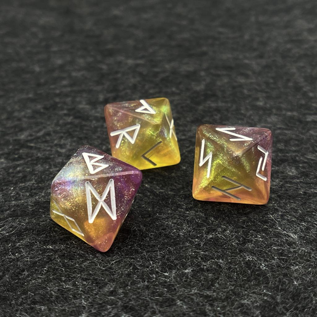 8 Sided Rune Dice Set 3pcs/lot D8 Galaxy Polyhedral Dice for Constellation Divination Dice Entertainment Board Games Accessories