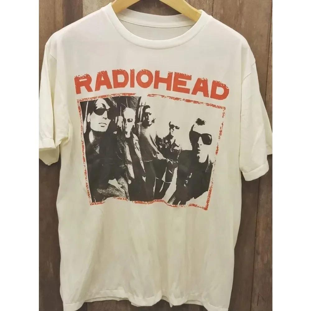 Radiohead Kid A's Album Tour Concert Rare Navy Blue T-shirts Men Women Streetwear Oversized Y2k Casual Soft Short-sleeved Shirts