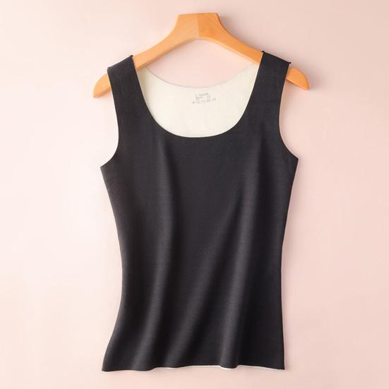 Autumn Winter DE Velvet Thermal Vest U-neck Sleeveless Tank Top Solid Color Seamless Warm Underwear Bottoming Tops