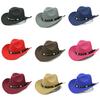 Casquette de jazz à large bord style cow-boy avec rivets enroulés, couleur unie, chapeau Fedora, accessoire de déguisement
