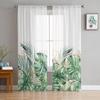 Ins Style Tropical Plant Palm Leaf Banana Leaf Sheer Curtains Bedroom Living Room Voile Window Curtains Tulle Curtains Kids Room