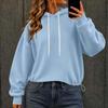 Dammode Färg Huvförsedd Långärmad Casual Tröja Pullover Topp