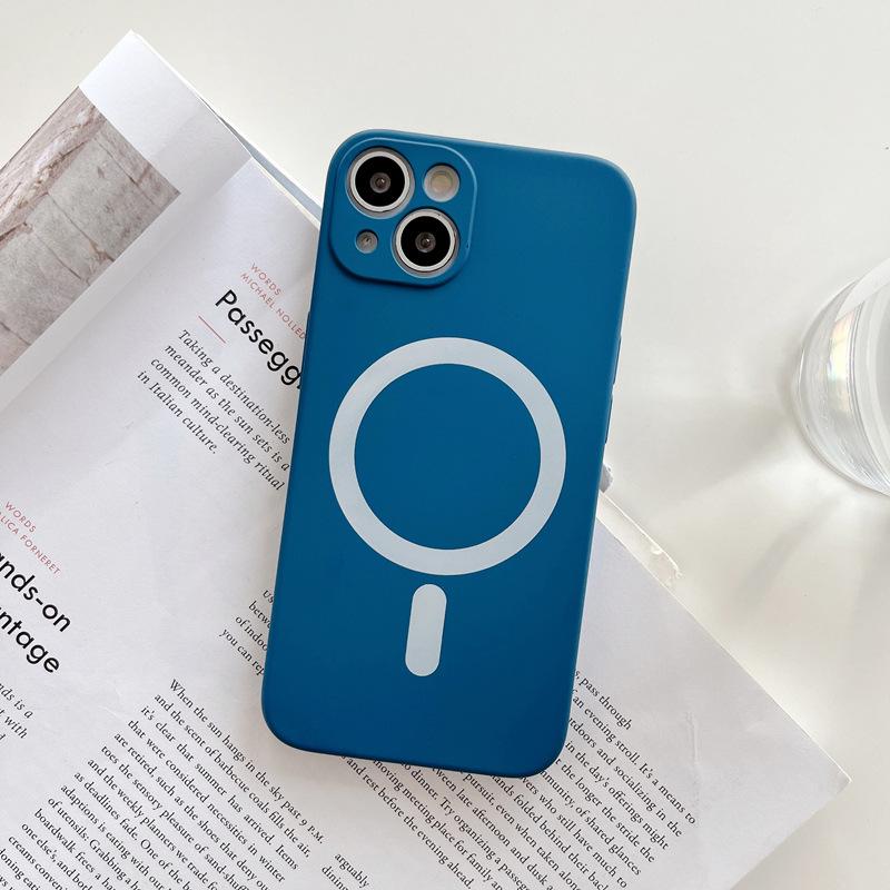 Applicable To Apple 14promax Wireless Magnetic Suction Mobile Phone Case Magsafe Liquid Silicone Iphone15 Protective Case 3