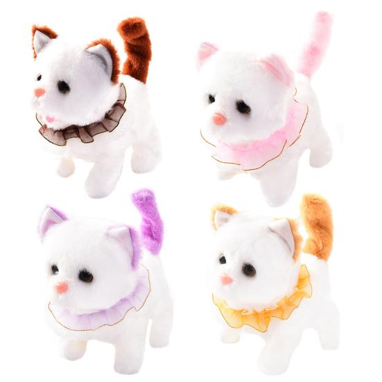 Electric Plush Cat Toy Interactive Nodding Meowing Kitten Walking Tail Wagging Toy Handmade Toddlers Educational Simulation