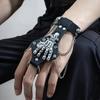 Goth Black PU Leather Skull Finger Wrist Chains Rings Bracelets Women Punk Hand Bangles Halloween Grunge Jewelry Steampunk Men