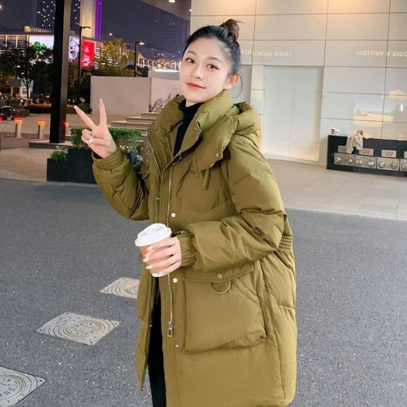 Medium and Long Hooded Down Cotton-padded Clothes for Women's New Fashion Mother Clothes, Thickened Warm Cotton-padded Clothes and Jackets for Women