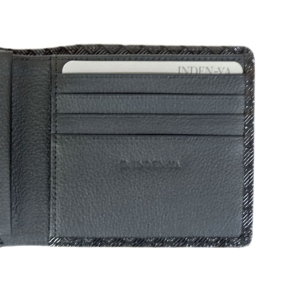 Inden Bifold Wallet 2003 Bill Compartment C with Coin Purse Black Deerskin X Black Lacquer Ajiro Knit Pattern X X Bill Pocket 2 Card Pocket 4 Pocket 2