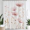 Watercolor Botanical Floral Leaf Shower Curtain, Floral Bathroom Decorative Shower Curtain, Print Fabric Home Curtain with Hooks