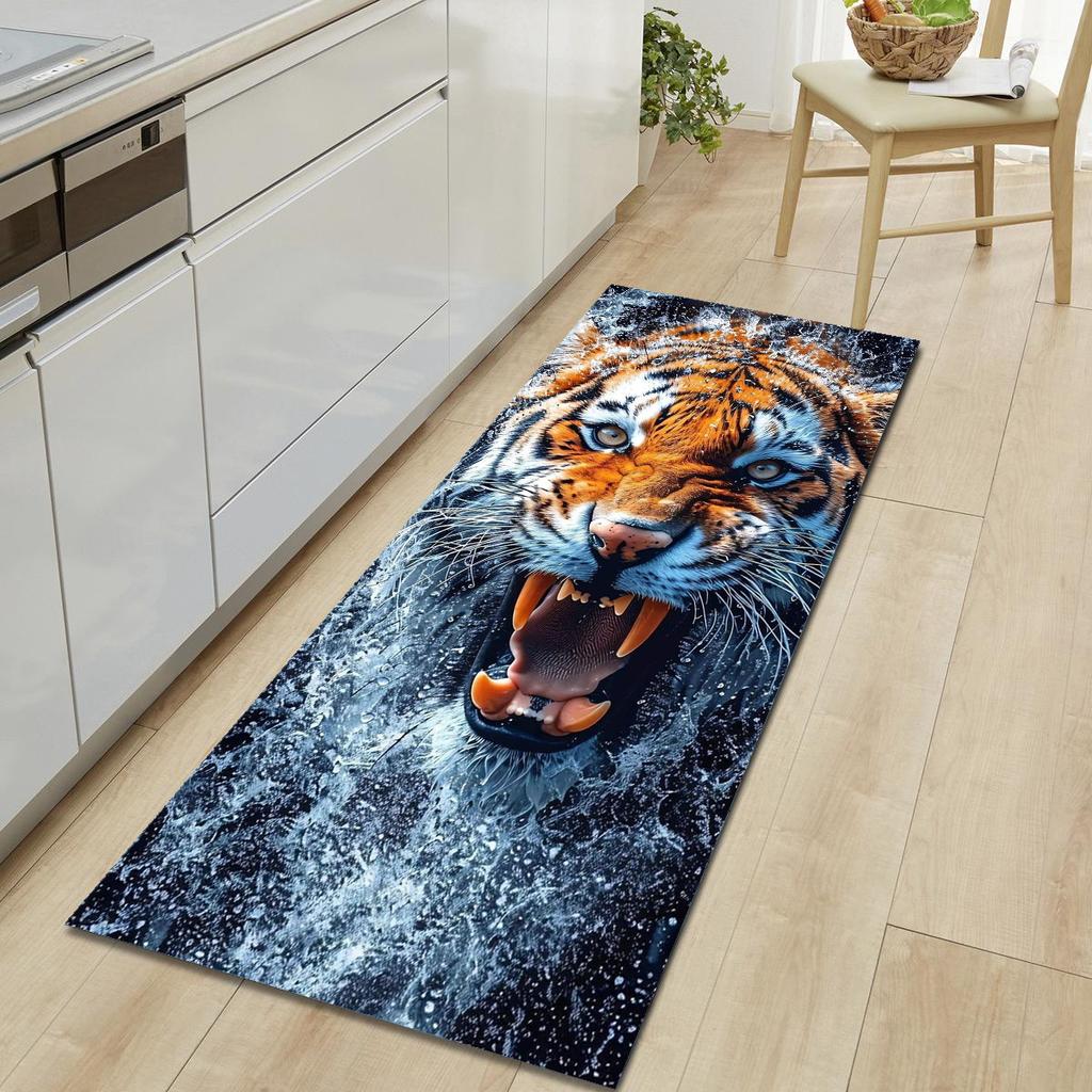 1 Stück Tiger Muster Fußmatte Modern Küche Polyester Teppich Rutschfest Bunt Innen Teppich, Für Zuhause Badezimmer Schlafzimmer Wohnzimmer Deko