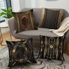 Schwarz und Gold Luxus Geometrisches Muster Druck Dekorative Polyester Kissenhülle Heimdekor Kissenbezug mit Reißverschluss