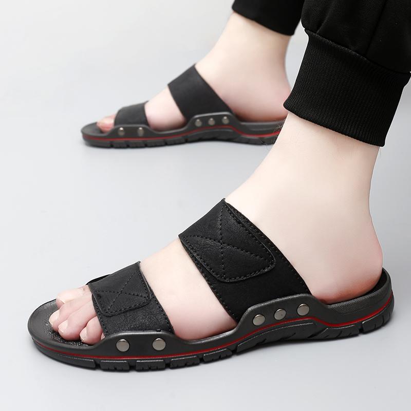 Genuine Leather Men Beach Slippers Plus Size Home Sandals Summer Beach Sandals Outdoor Casual Walking Beach Flip Flops Men Shoes