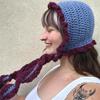 New Handmade Crocheted Hollow Rabbit Ear Hat Fashionable Adult Balaclava