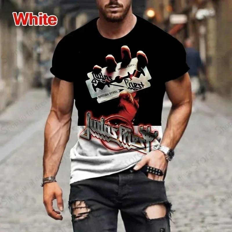 T-shirt Homme Rock Band 3d Judas Priest Imprimé T-shirt Homme Femme Mode Manches Courtes T-shirt Hip Hop Hauts T-shirts Heavy Metal T-shirt