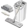 YartanXing Balai Laveur Balai de Sol Balai Lingette Nettoyage Balai Plat avec Essoreur et Seau 10 Recharges de Balai Pas de Lavage à la Main Requis Pas de Flexion Pas de