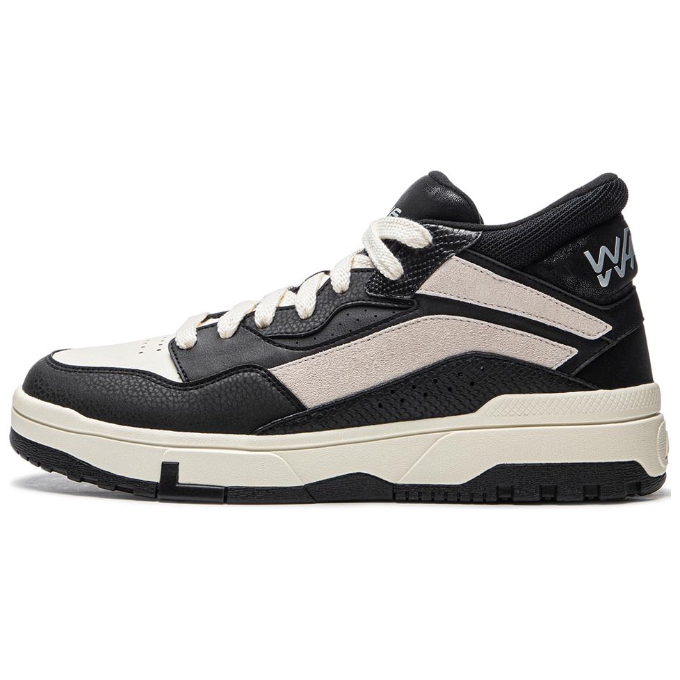 Li Ning Wave MID FLEECE Mid top Skateboard Shoes Men's Black Beige AGCU159-2