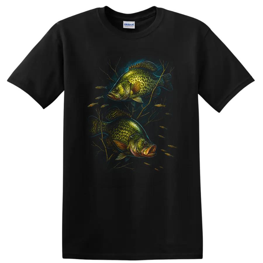 Fish T Shirt Bass Fishing Design Underwater Scene Tee for Anglers Lovers