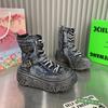 Platform High Heels Women Shoes Cowboy Motorcycle Ankle Boots Winter Snow Boots Chelsea 2025 Trend Designer Denim Botas Mujer