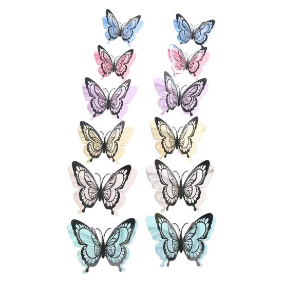 12Pcs 3D Butterfly Wall Sticker Waterproof Scratch-Resistant Wall Decals Self-Adhesive DIY Wall Decors for Living Room Bedroom Bathroom Kitchen